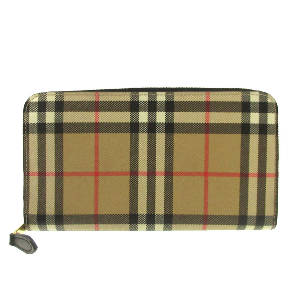 Burberry Check Beige Round Zip Long Wallet 1183BURBERRY